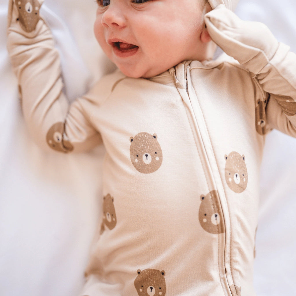 bug + bean by Peachy Kids Bamboo 2-Way Convertible Zip Romper (Teddy)
