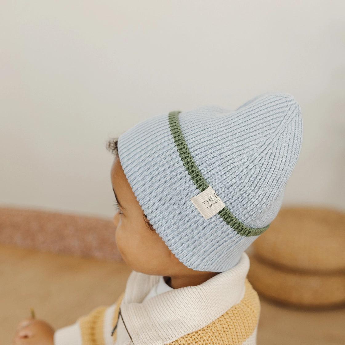 The Rest Organic Cotton Rib Beanie - Sky Clover Dip