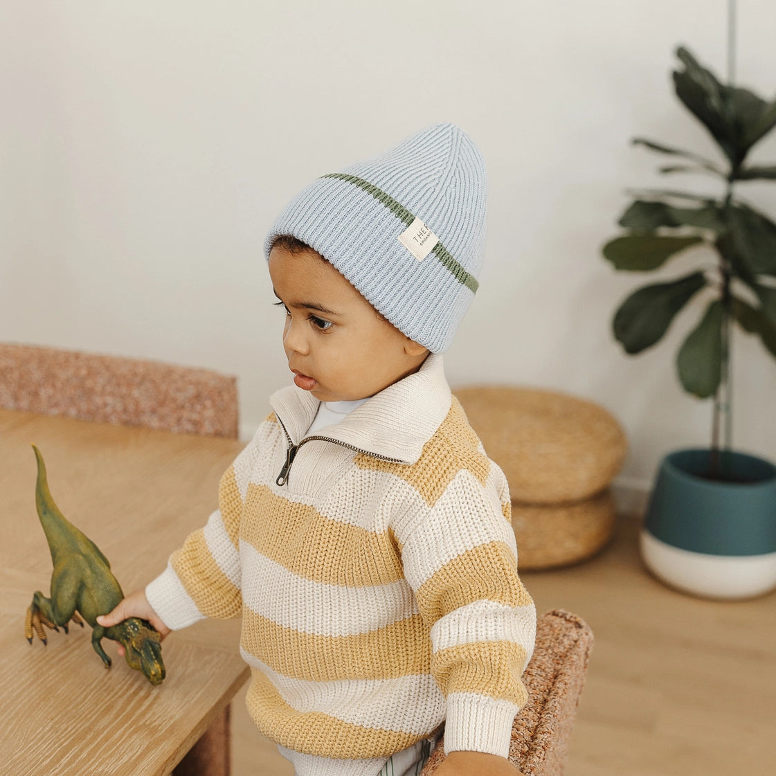 The Rest Organic Cotton Rib Beanie - Sky Clover Dip