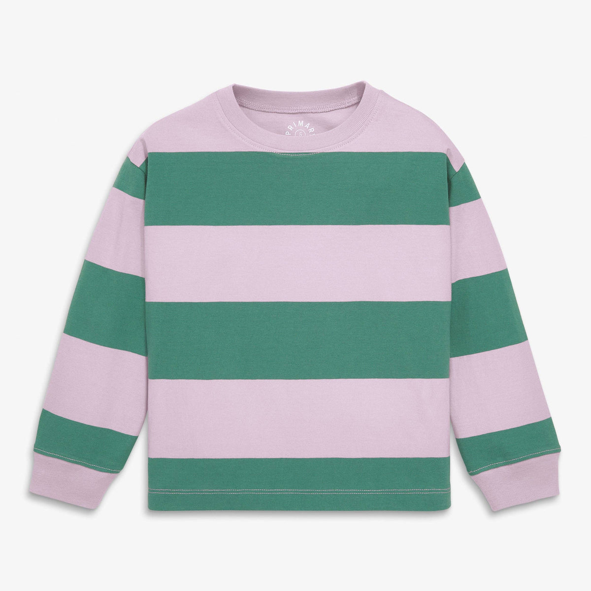 Primary Kids Long Sleeve Easy Tee in Rugby Stripe