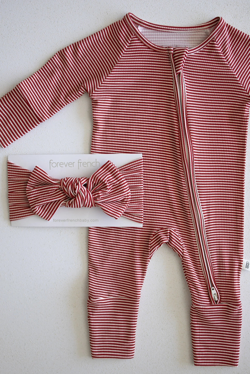 Forever French Bamboo Head Wrap | Peppermint Stripe Ribbed