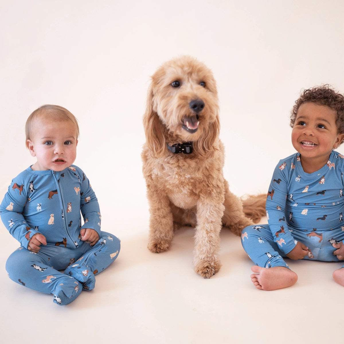 bug + bean by Peachy Kids Bamboo 2-Way Convertible Zip Romper (Blue Dog)