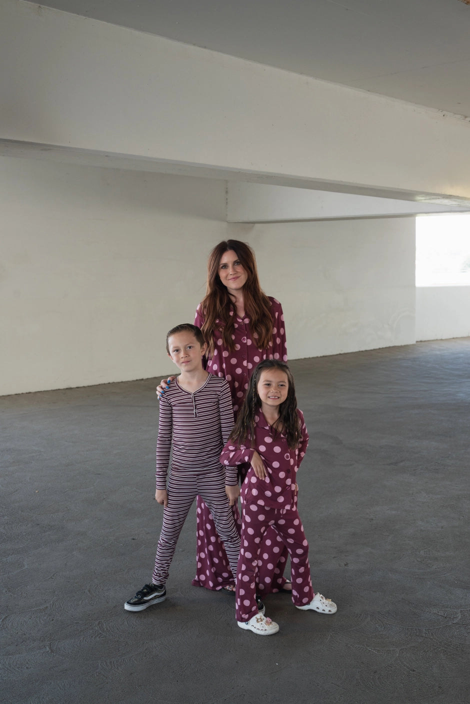 Forever French Bamboo Girls' Bamboo Button Up Lounge Set | Heather Rose Dot