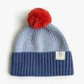 The Rest Organic Cotton Chunky Colour Block Beanie - Navy Sky Tomato