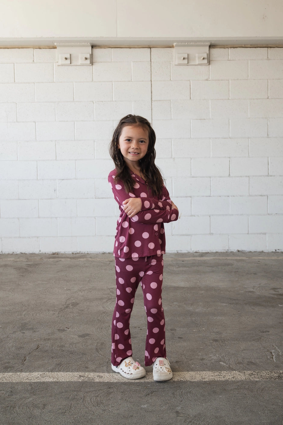 Forever French Bamboo Girls' Bamboo Button Up Lounge Set | Heather Rose Dot