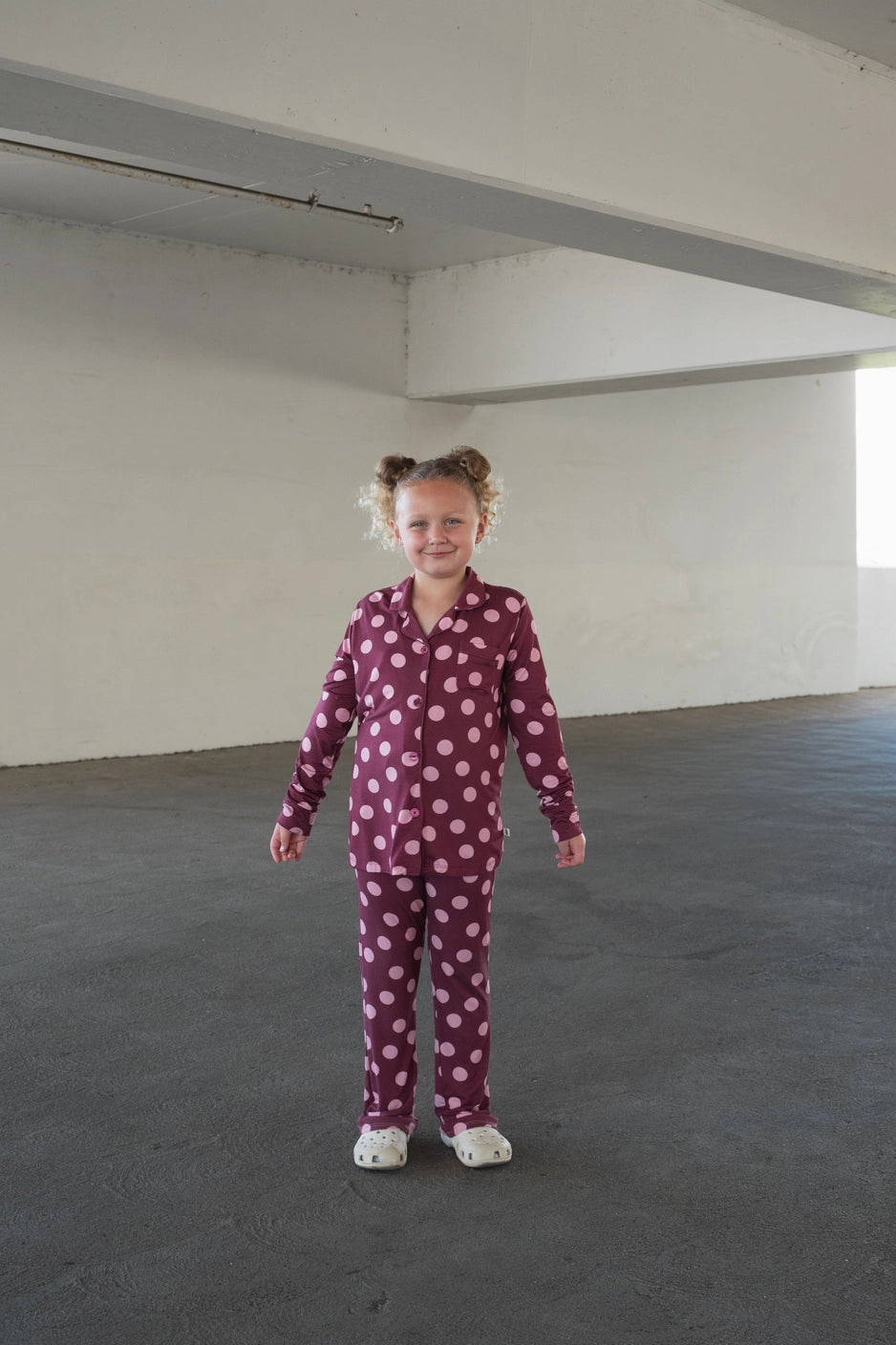 Forever French Bamboo Girls' Bamboo Button Up Lounge Set | Heather Rose Dot