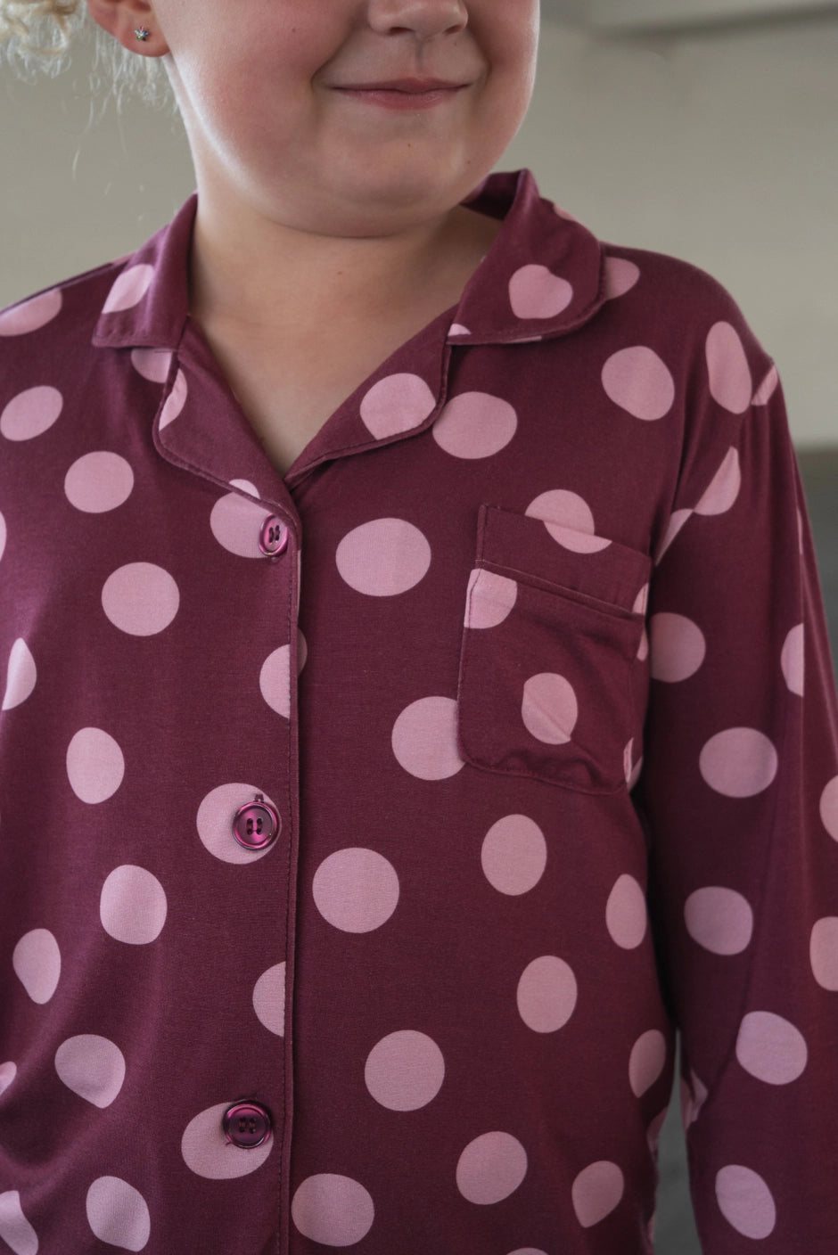 Forever French Bamboo Girls' Bamboo Button Up Lounge Set | Heather Rose Dot