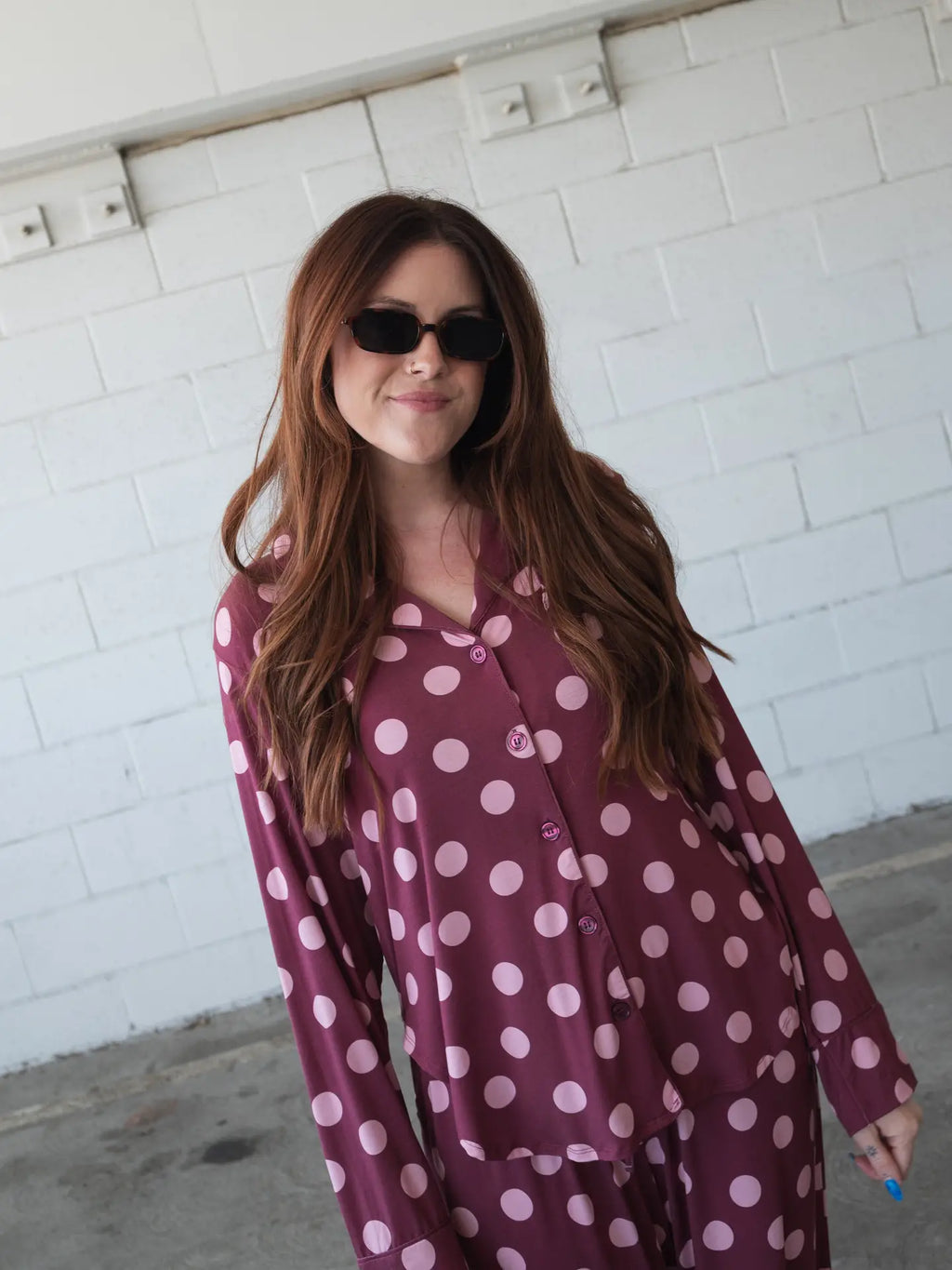 Forever French Baby Women's Bamboo Button-up Lounge Set | Heather Rose Dot