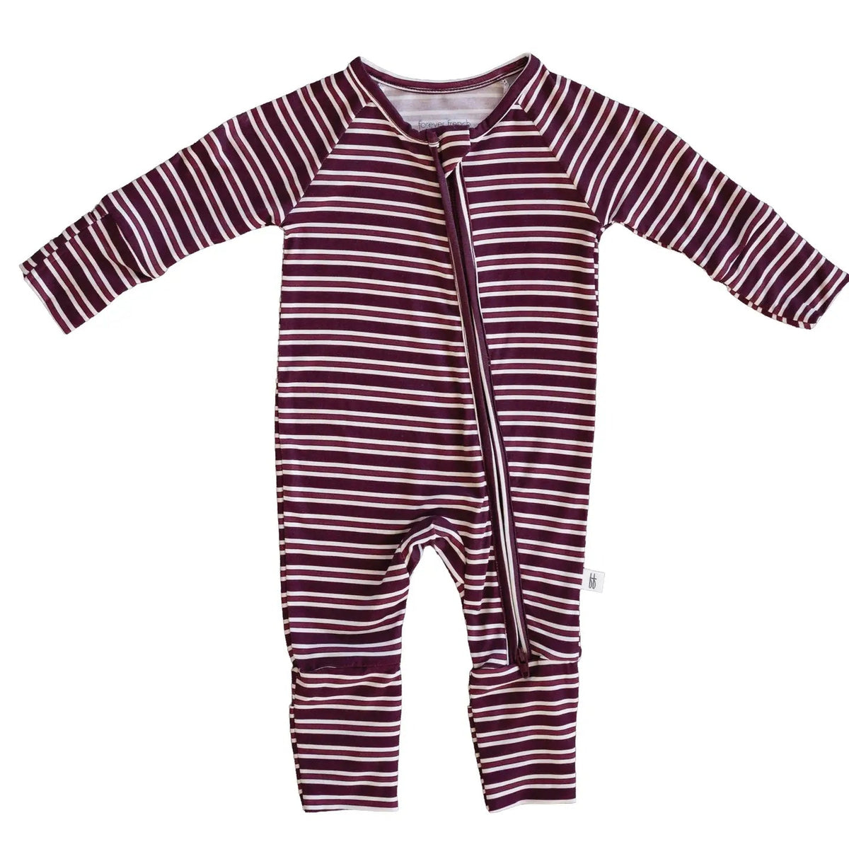 Forever French Bamboo Zip Pajamas | Maroon Stripe