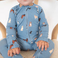 bug + bean by Peachy Kids Bamboo 2-Way Convertible Zip Romper (Blue Dog)
