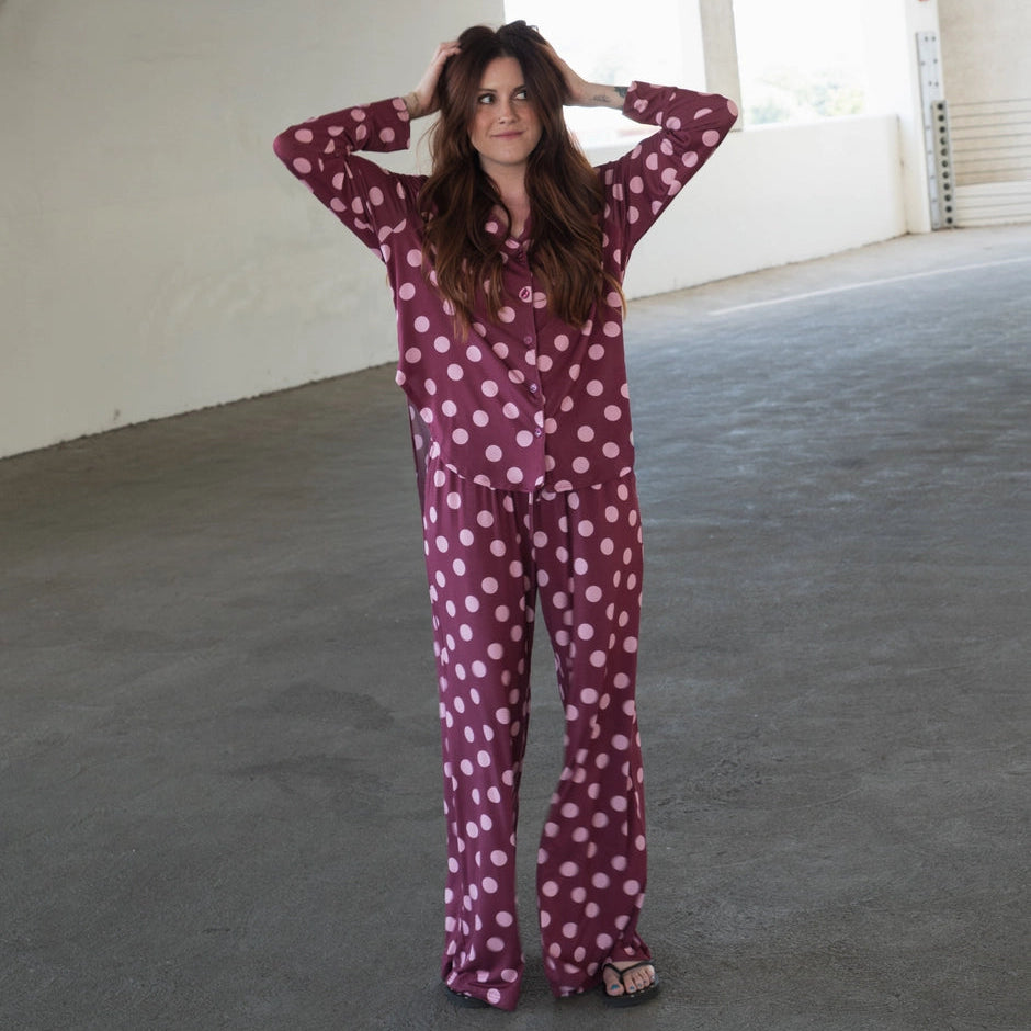 Forever French Baby Women's Bamboo Button-up Lounge Set | Heather Rose Dot