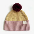 The Rest Organic Cotton Chunky Colour Block Beanie - Plum Honey Bubblegum
