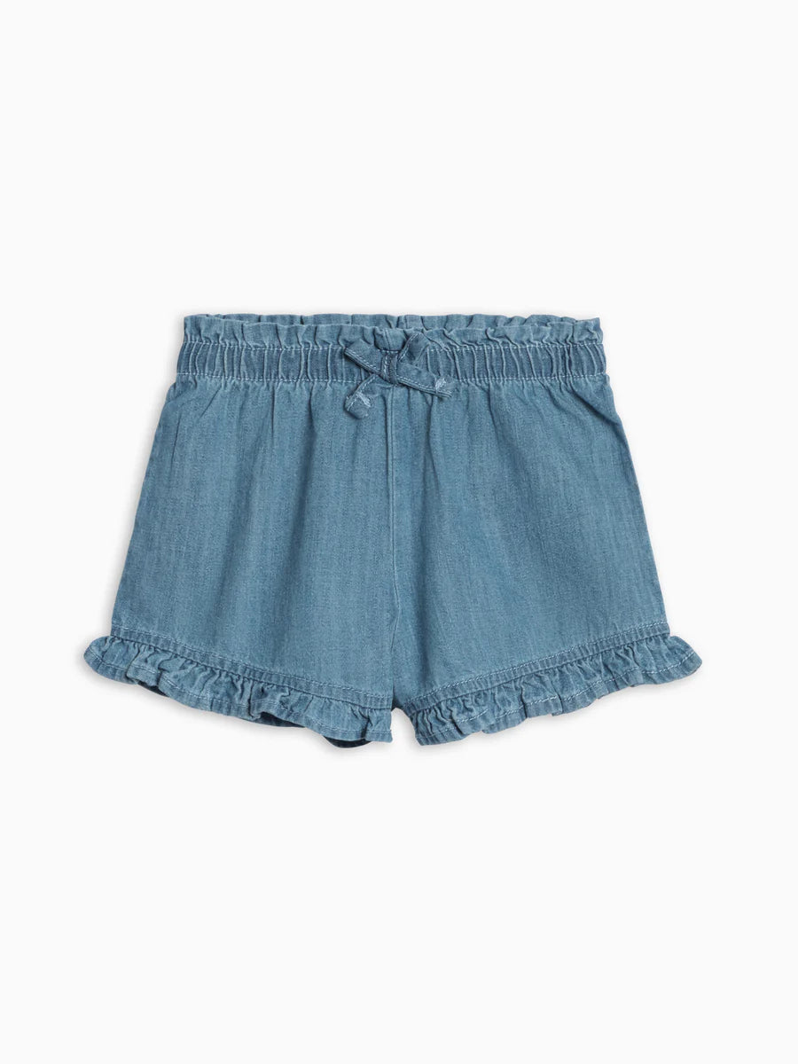 Colored Organics Callie Chambray Ruffle Waist Short
