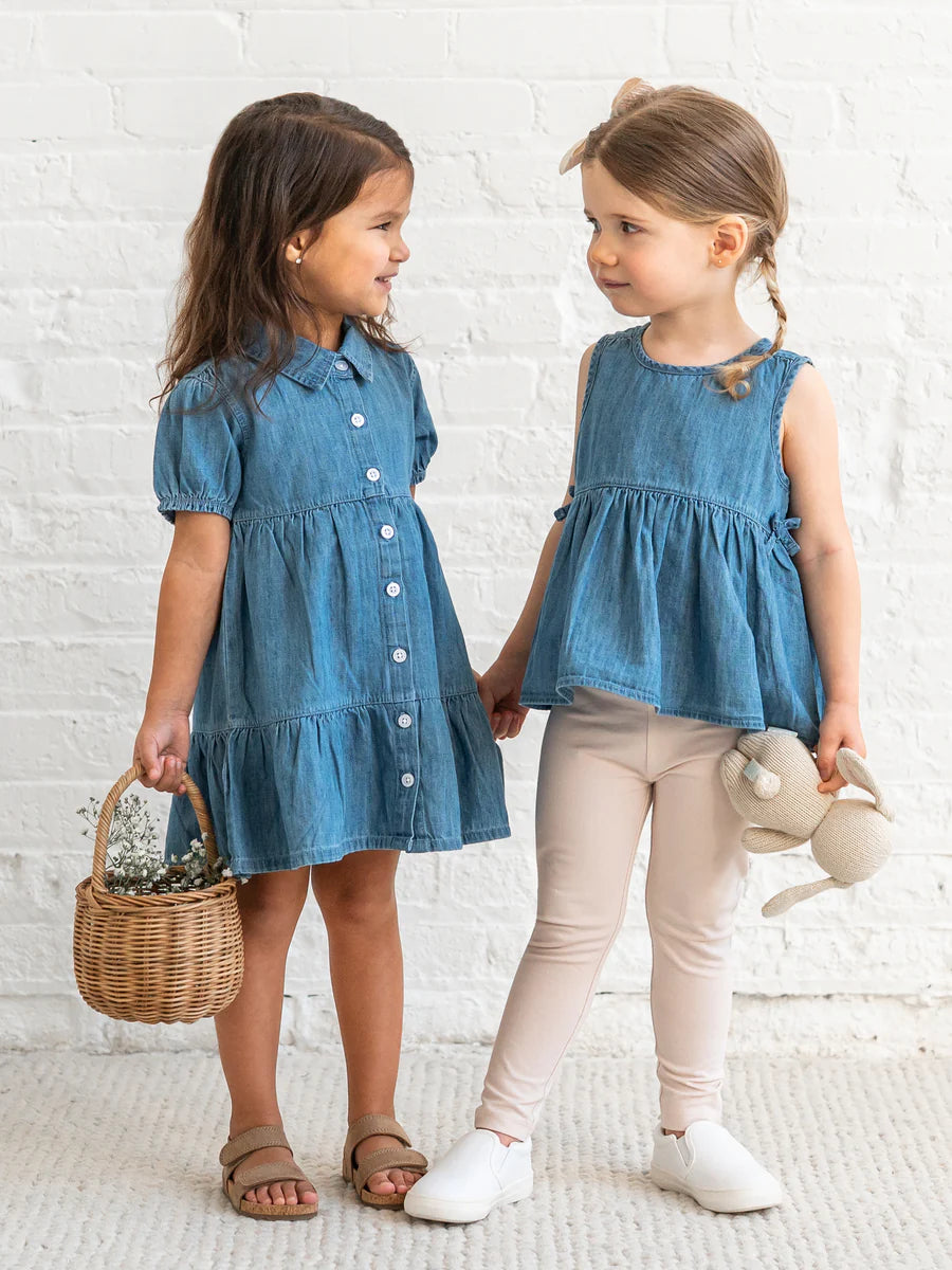 Colored Organics Lana Chambray Ruffle and Bow Tank