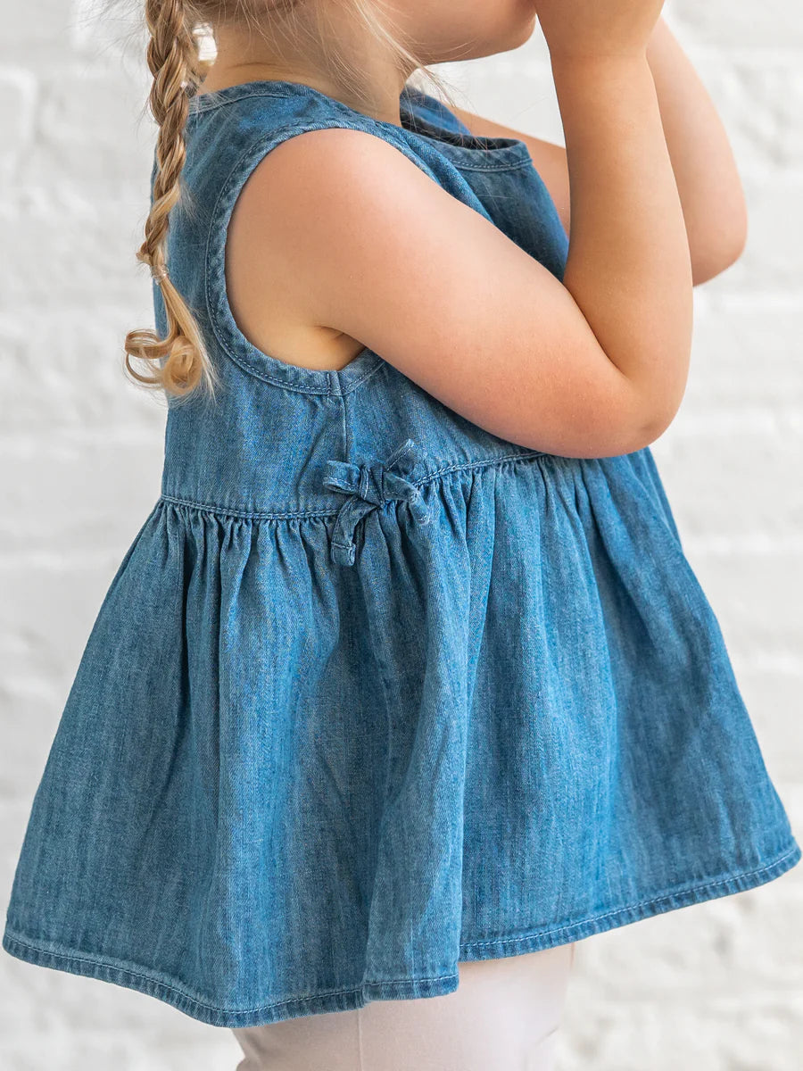 Colored Organics Lana Chambray Ruffle and Bow Tank