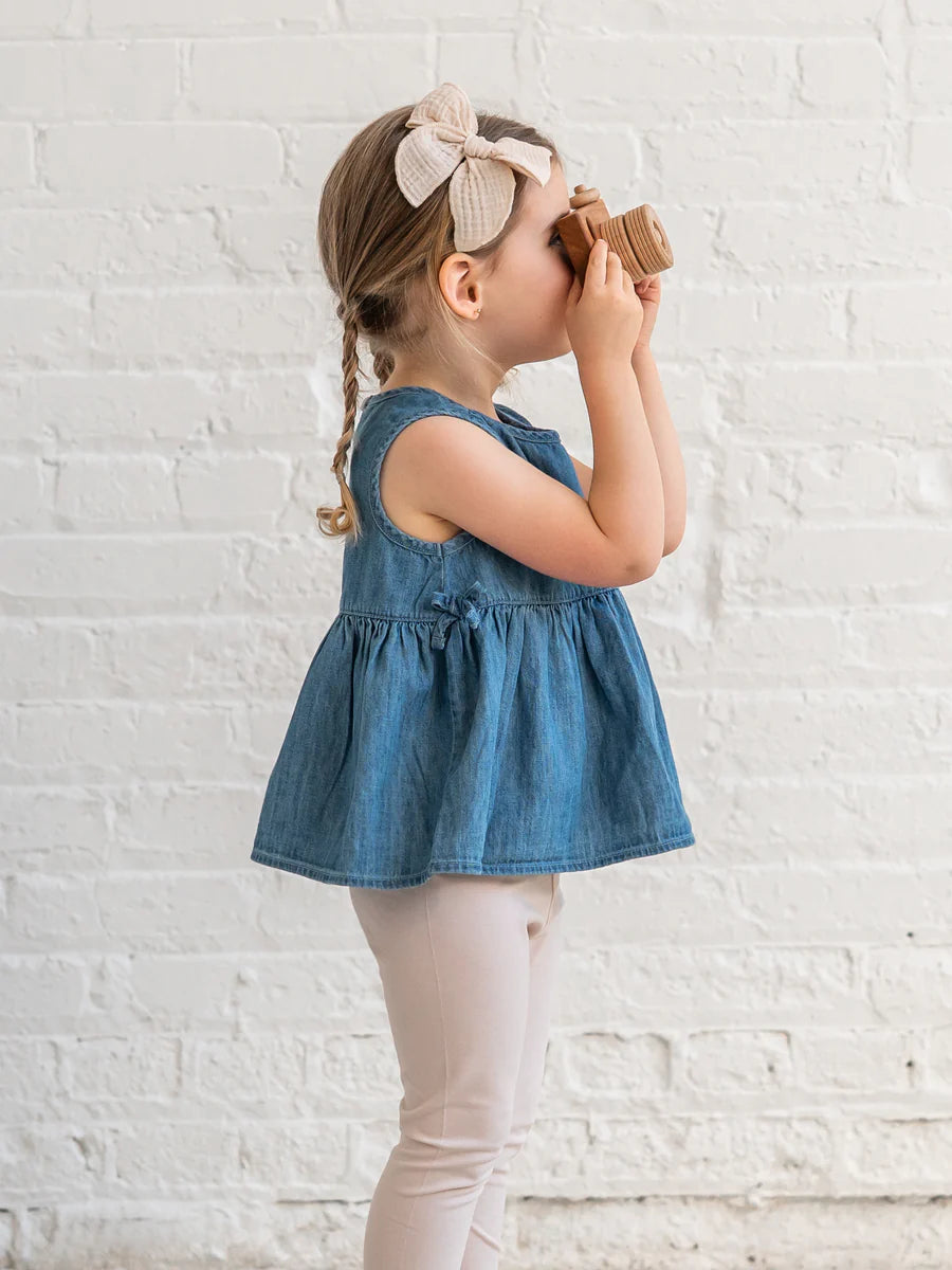 Colored Organics Lana Chambray Ruffle and Bow Tank