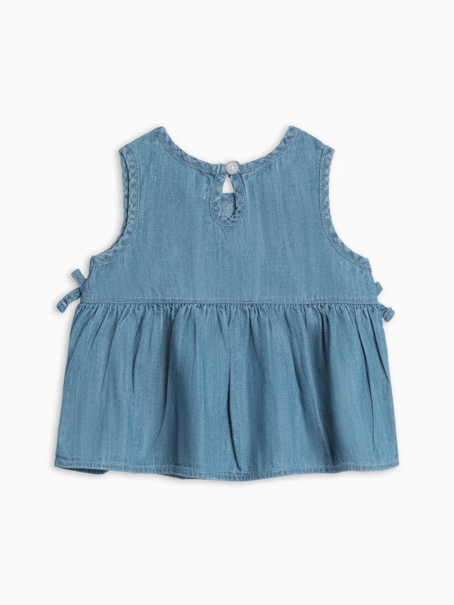 Colored Organics Lana Chambray Ruffle and Bow Tank