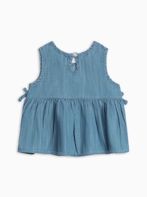 Colored Organics Lana Chambray Ruffle and Bow Tank