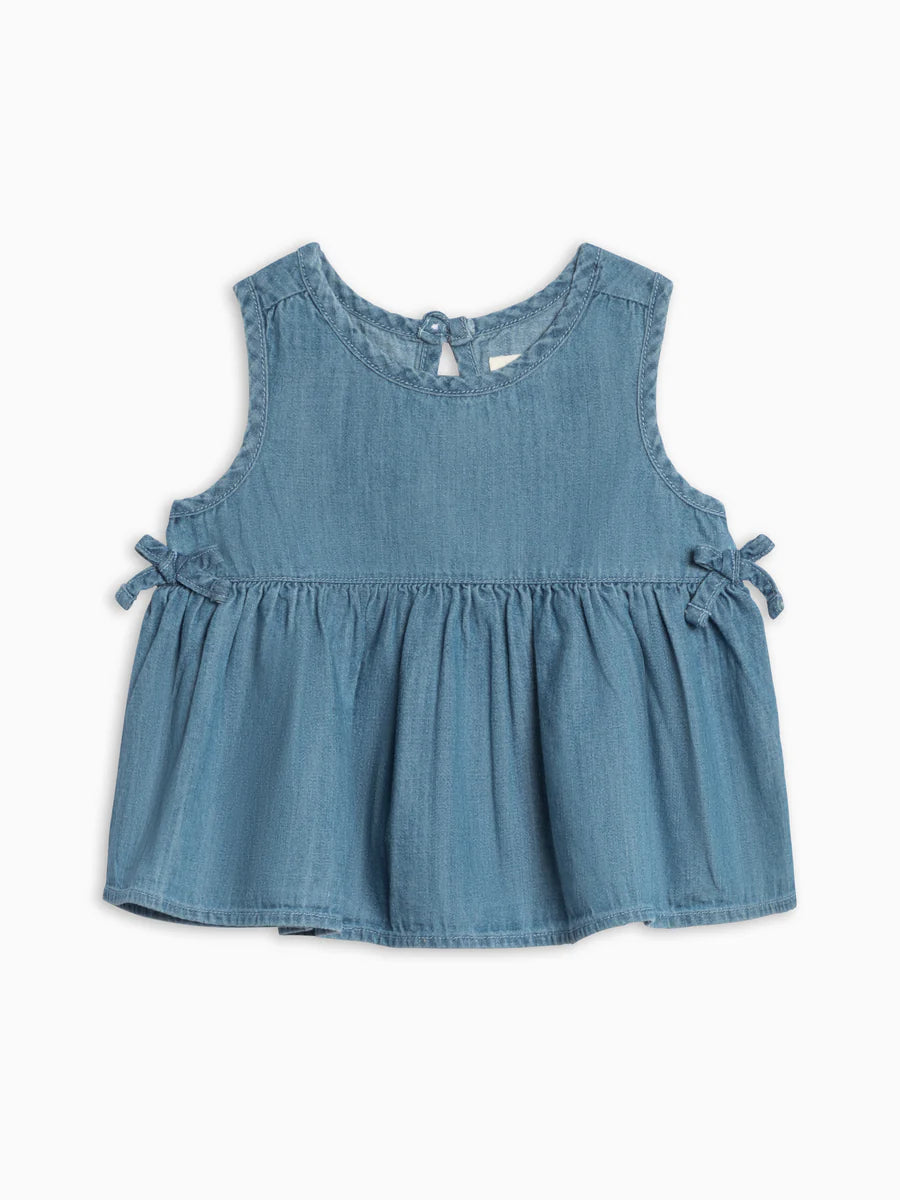 Colored Organics Lana Chambray Ruffle and Bow Tank