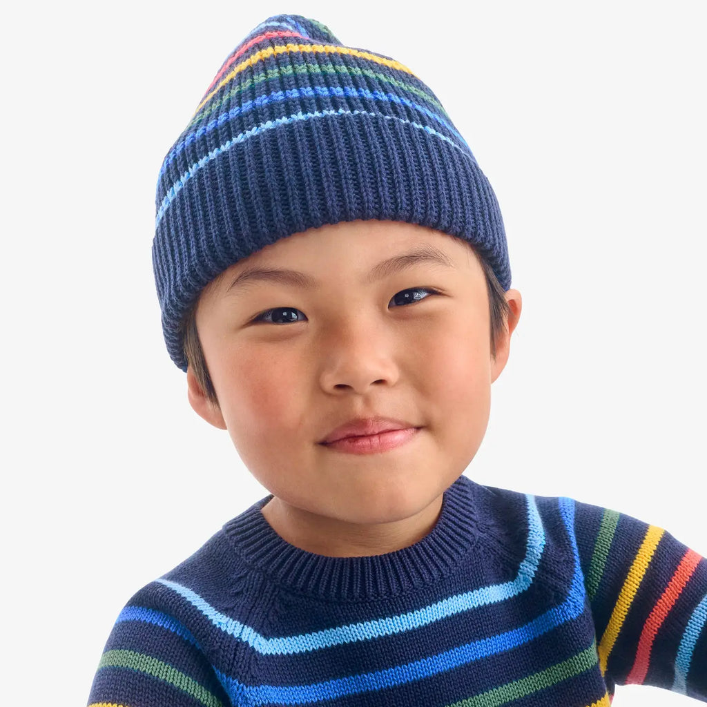 Primary Kids Knit Beanie in Multi-Stripe