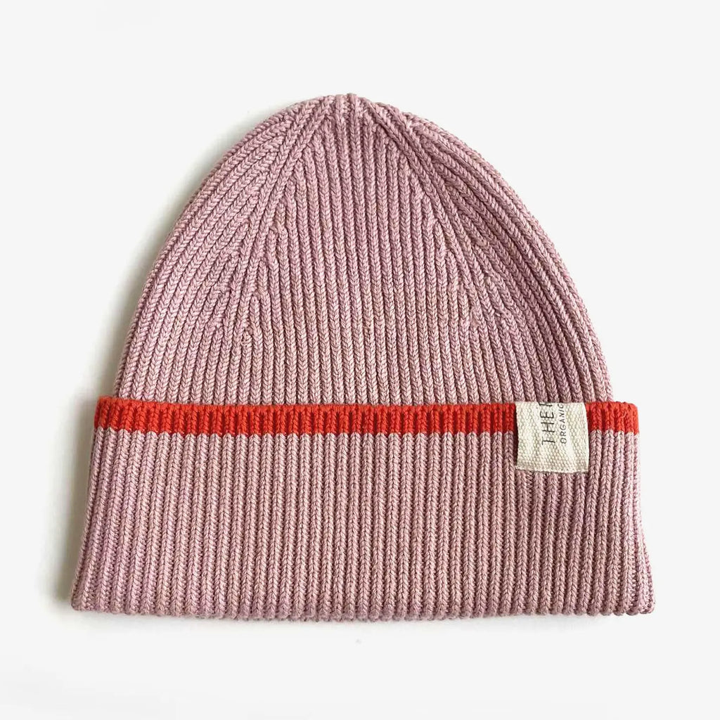The Rest Organic Cotton Rib Beanie - Bubblegum Tomato Dip