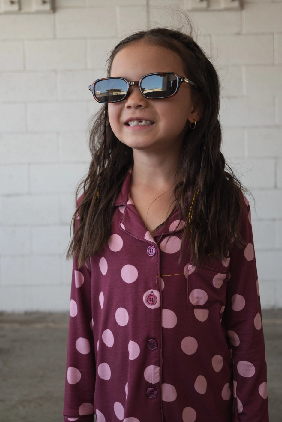 Forever French Bamboo Girls' Bamboo Button Up Lounge Set | Heather Rose Dot