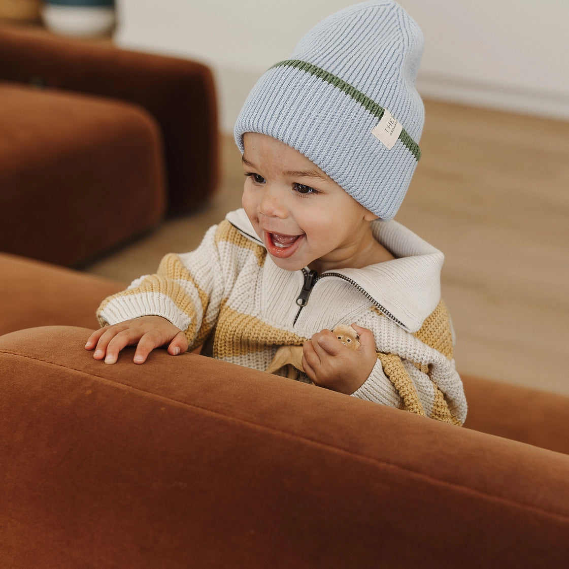 The Rest Organic Cotton Rib Beanie - Sky Clover Dip