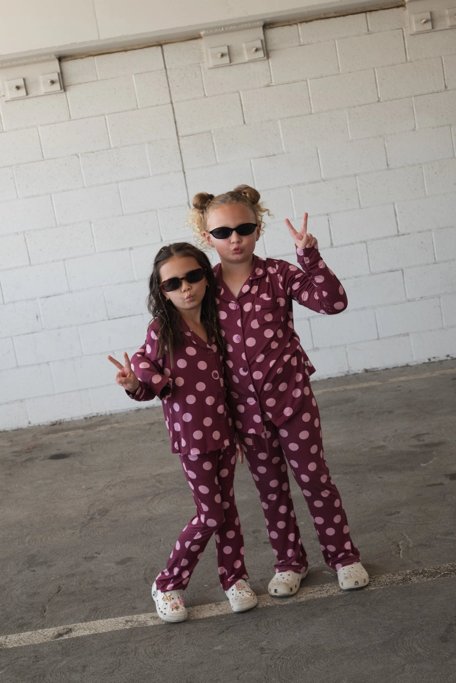 Forever French Bamboo Girls' Bamboo Button Up Lounge Set | Heather Rose Dot