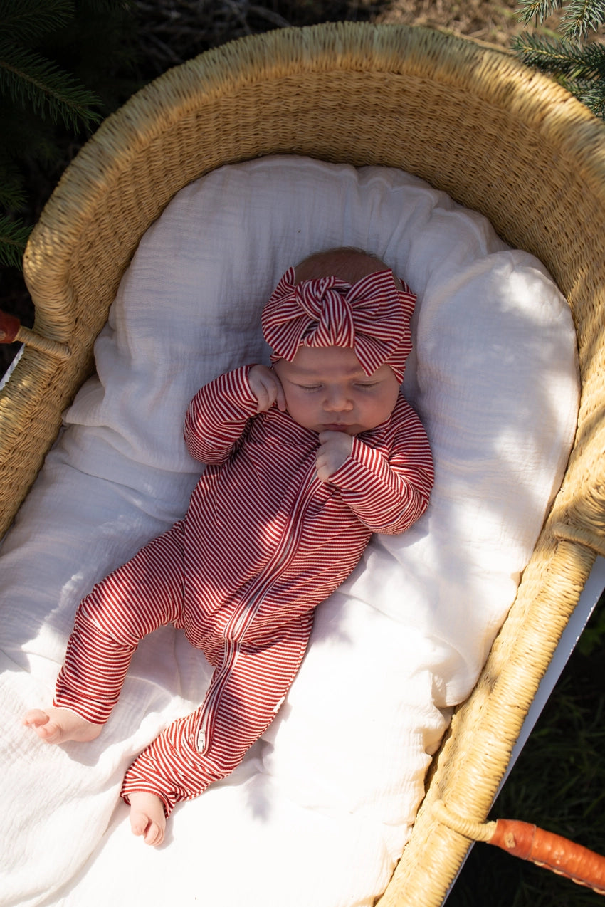 Forever French Bamboo Head Wrap | Peppermint Stripe Ribbed