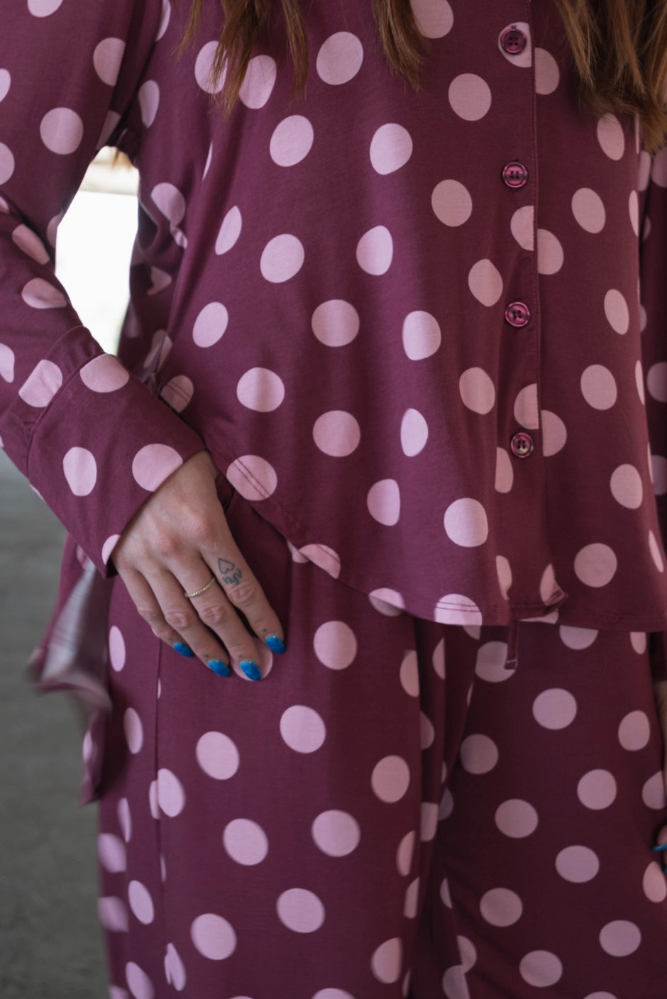 Forever French Baby Women's Bamboo Button-up Lounge Set | Heather Rose Dot
