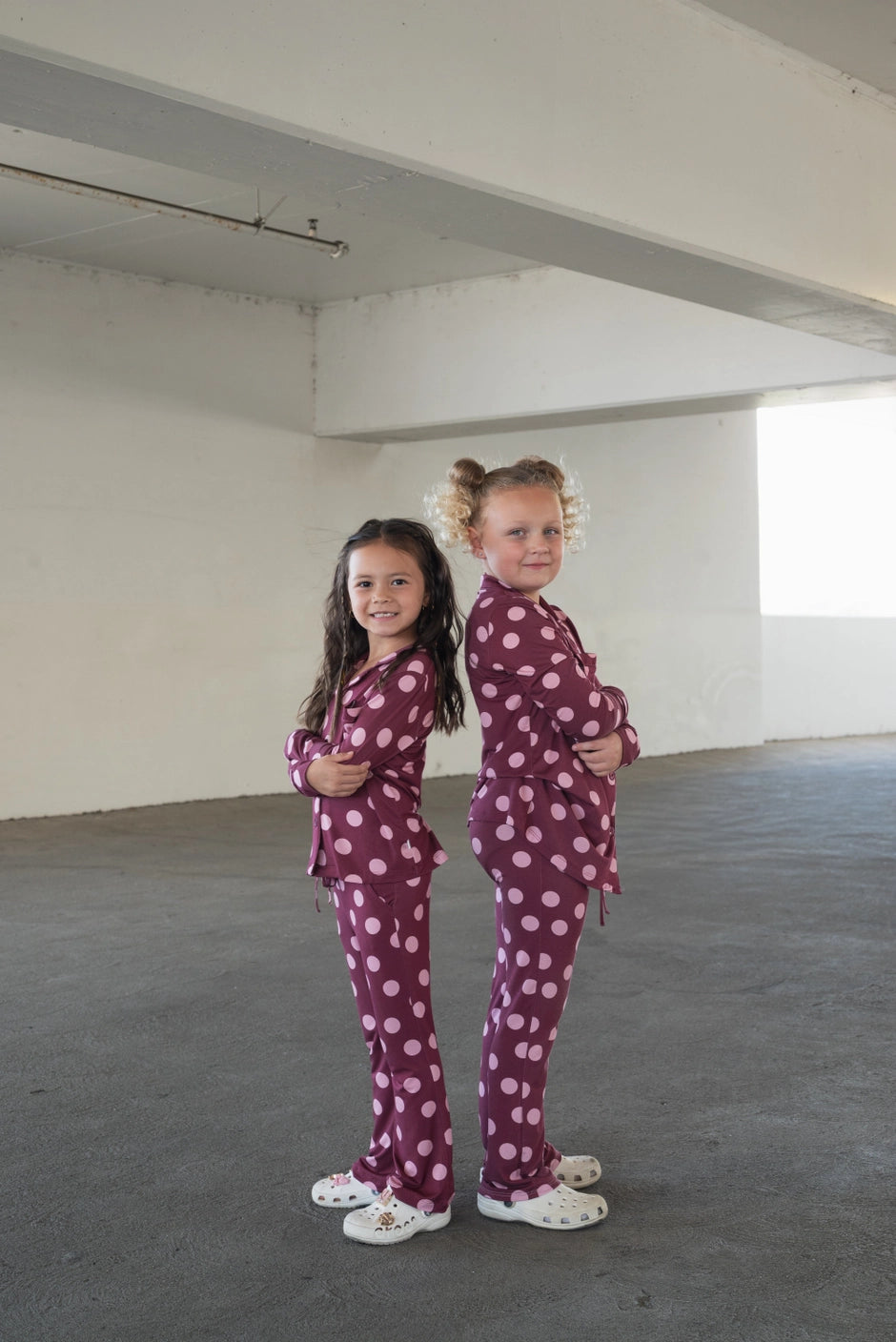 Forever French Bamboo Girls' Bamboo Button Up Lounge Set | Heather Rose Dot