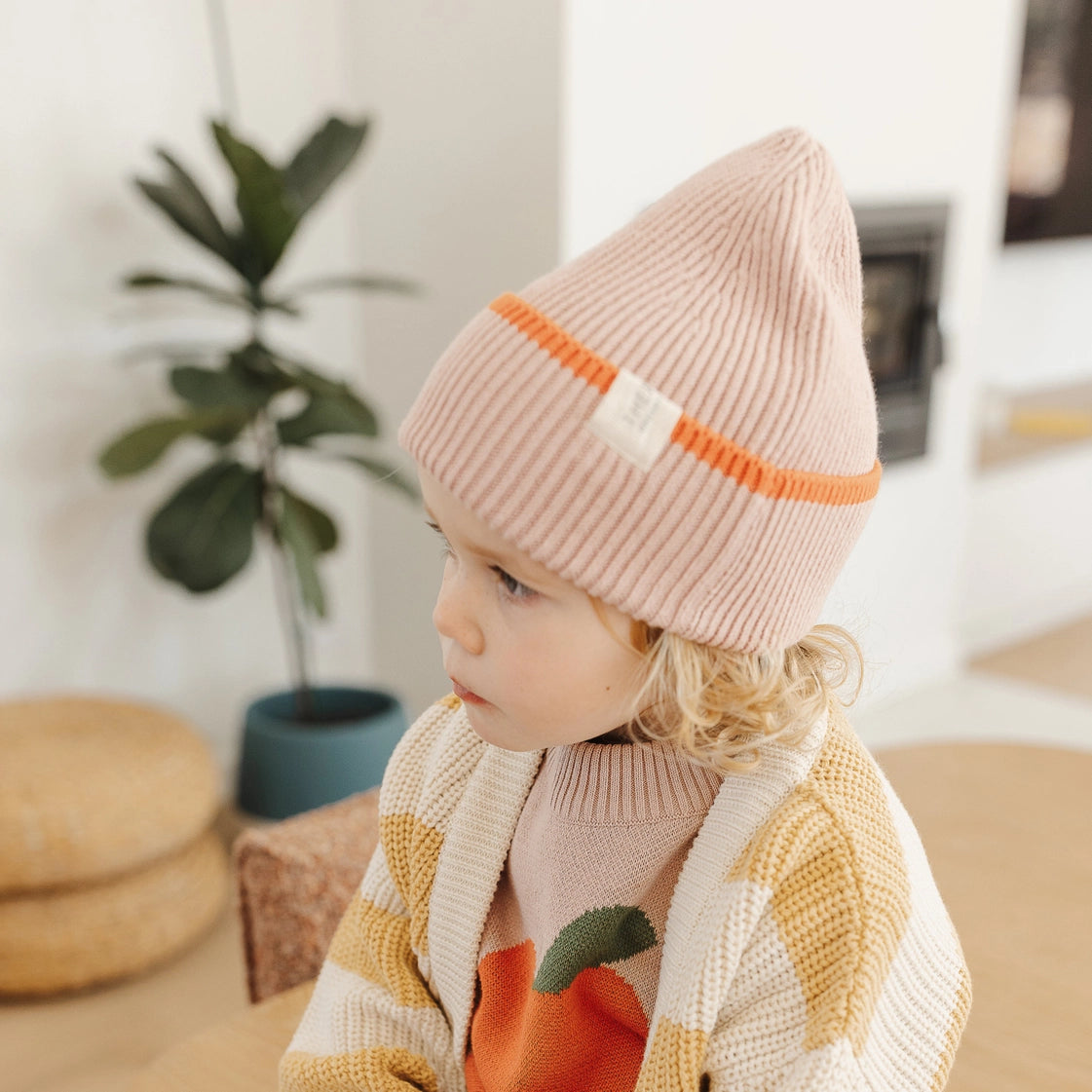 The Rest Organic Cotton Rib Beanie - Bubblegum Tomato Dip