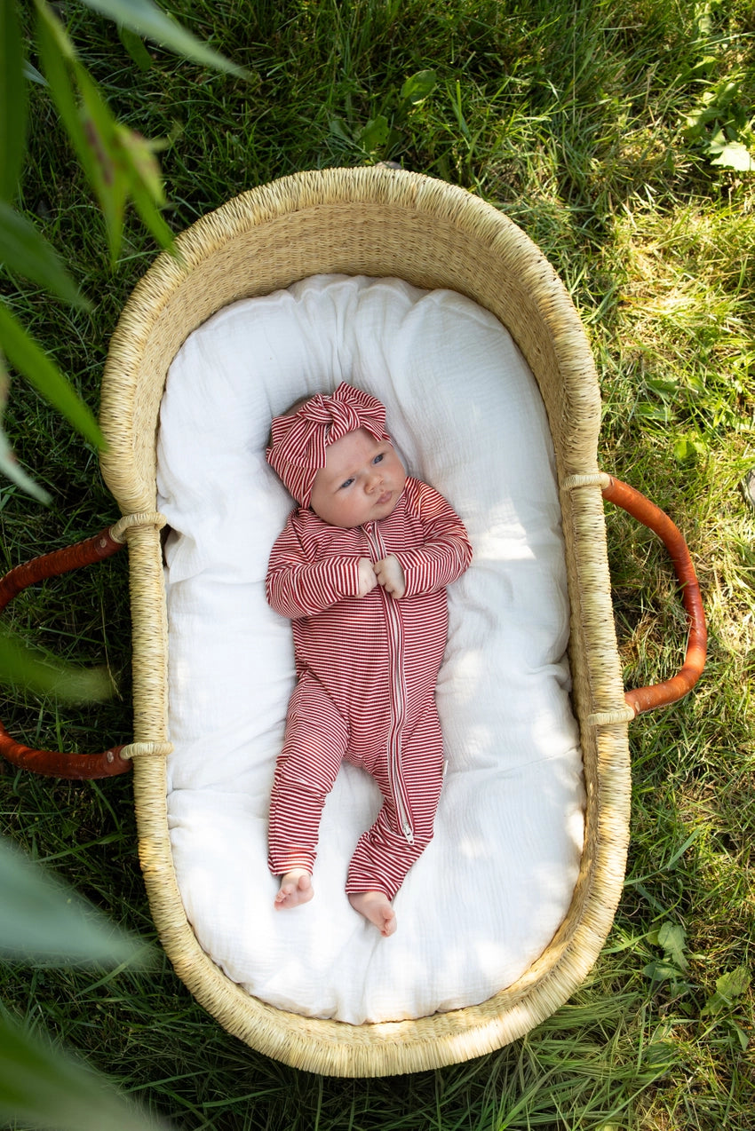 Forever French Bamboo Zip Pajamas | Peppermint Stripe Ribbed